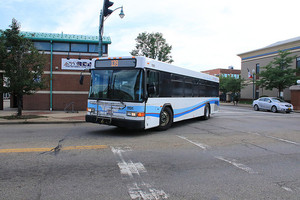 SARTA bus pulling into the Transit Center