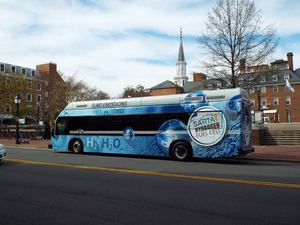 Hydrogen Fuel Cell bus in on the road