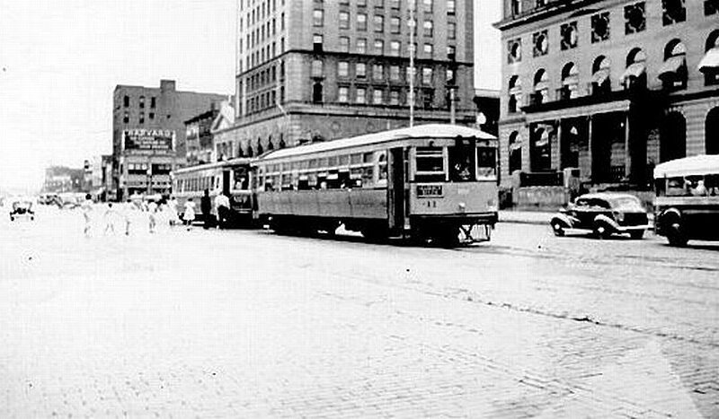 Black and White image of the Canton Street Rail-StreetCar
