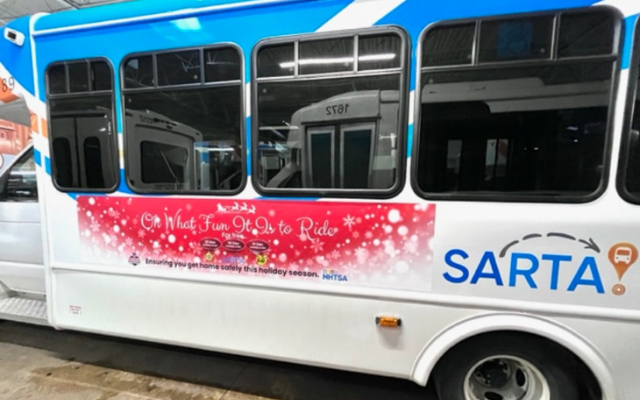 SARTA Bus with Safe Communities Advertisement